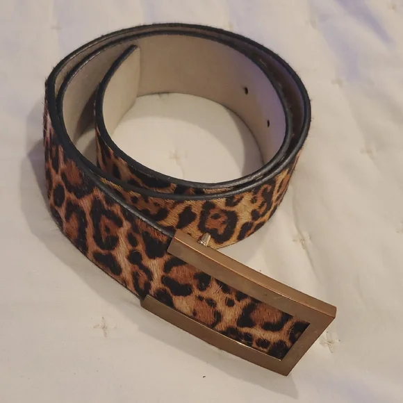 White House Black Market Leopard-Print Wide Waist Belt leather with Gold Buckle Leopard Skinny Pant Belt | White House Black Market main image 2